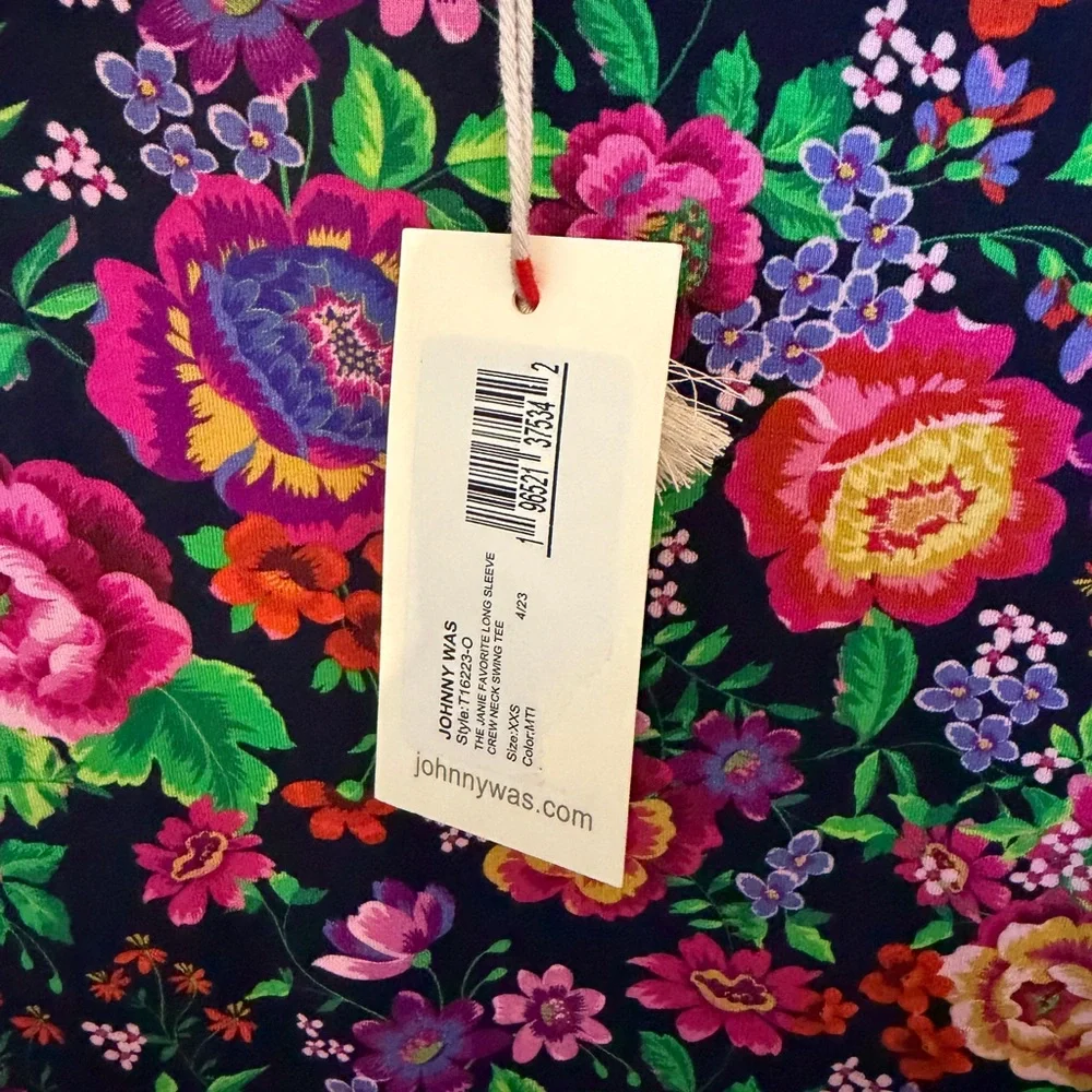 NWT Johnny Was “The Jane” Favorite Long Sleeve Crew Neck Swing Tee - XXS - Picture 5 of 7